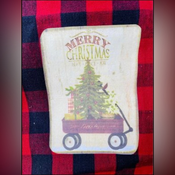 *Merry Christmas Red Wagon Dish Towel - Picture 2 of 10
